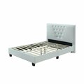 Hodedah Full Size Platform Bed with Tufted Upholstered Headboard, White HI698 FULL WHITE